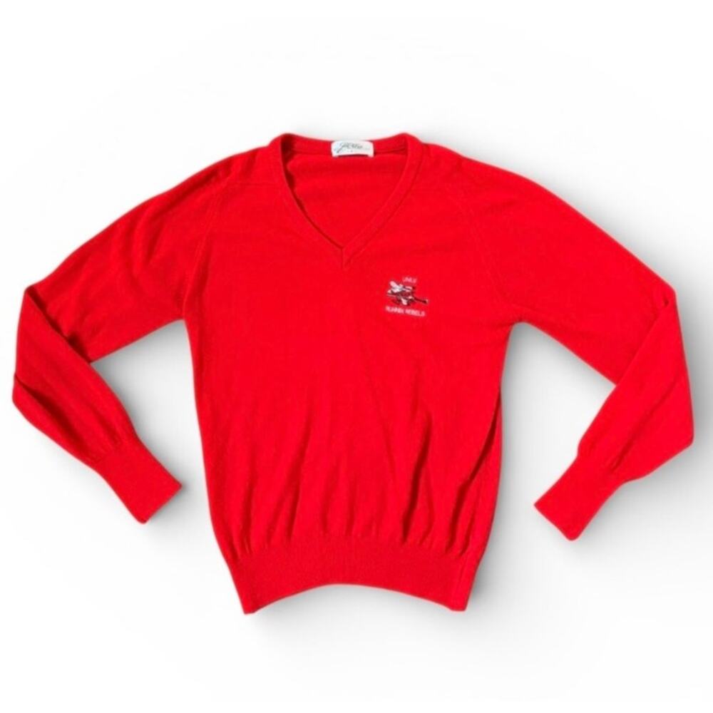 VTG 80's/90's Fiesta Women's UNLV Runnin Rebels Red V Neck Pullover Sweater Sz S